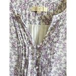 Loft Women's Large Floral Tank Top Pintuck Sleeveless Blouse Casual White Purple Photo 2