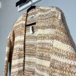 American Eagle  Outfitters Cardigan Sweater Tan Cream Striped Chunky Knit Medium Photo 1