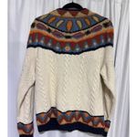 Marsh Landing Hand Knits Women Sweater Size M Fair Isle Cream Cable Knit Blue Size M Photo 5