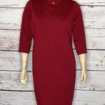Isaac Mizrahi Live! NWT Size 1X Red - Jewel Embellished Mock Neckline Knit Dress Photo 0