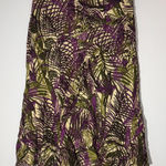 Charter Club  100%‎ Linen Purple and Green A-Line Skirt Size 6 Petite side zip Photo 0