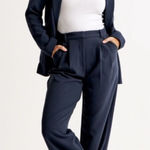 Abercrombie & Fitch Navy Blouse Wide Straight Leg Trouser Pants Size 28/6 SHORT Photo 0