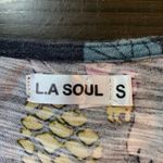 L.A. Soul Floral Print Cotton Knit Dress Pocketed Casual Womens Small Gray Photo 2