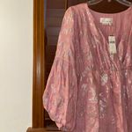 Anthropologie NWT $168 Pink Jolene Jacquard Mini Puffed Sleeve V-Neck Dress SP Photo 13