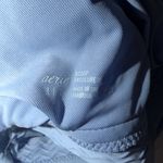 Aerie Light Blue Scoop Neck Bikini Top Size Large Textured Stretch Swimwear Photo 5