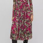 Hugo Boss Long Sleeved Dress in Plissé Tulle with Seasonal Print Size S NEW $398 Photo 4
