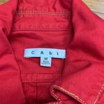 CAbi Red Cotton Jacket Womens Medium Moto Style Full Zip Fitted Blazer Utility Photo 4