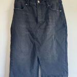 Banana Republic  Womens Black Denim Midi Skirt Middle Split SIZE 6 Grunge Punk Photo 0