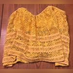 Free People  Crochet Lace Strapless Crop‎ Top in Marigold Yellow Boho Size Small Photo 2