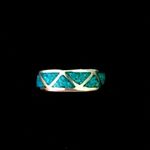 Sterling Silver VTG  Southwest Crushed Turquoise Inlay Ring Photo 3