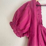 Free People  Magenta Puff Sleeve Blouse Photo 1