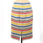 J.Crew | Bohemian Striped Pencil Skirt Frayed Edge Fringe Size 8 Medium M Photo 2