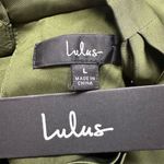 Lulus NWT Women's Distinctive Charm Olive Green Satin Asymmetrical Maxi Dress L Photo 8