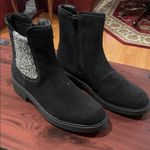 Clarks Black Suede Ankle Boots with Gray Knit Detail-NEW Photo 5