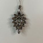 Stunning Aquamarine & White Zircon Marquise Pendant Necklace Sterling Silver 6CT Photo 4