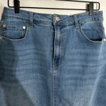OAT New York Blue Denim Midi Skirt with Front Slit Size 10/30 Photo 4