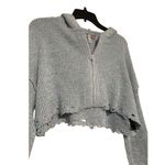 Urban Outfitters  Distressed Hem Cropped Knit Zip Up Hoodie Jacket Blue Size S Photo 2