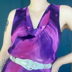 Vintage 90s Cottonade Swirled Cowl Neck Bias Cut Midi Dress Purple Size M Photo 4