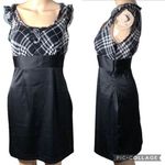 Charlotte Russe  Womens Sheath Dress Plaid Houndstooth Mini Black White Small Photo 1