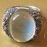 MICHAEL DAWKINS Starry Night Sterling Silver Mother of Pearl Doublet Ring 8 Photo 11