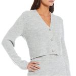 Gianni Bini Dani Cardigan Sweater Rhinestone Button Ribbed Gray Large Photo 0