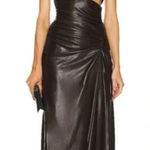 ALC Frank A.L.C. Dress Womens 8 Brown Andie Faux Leather Strapless‎ Cutout Photo 0