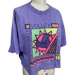 American Vintage Vintage 90s Neon Beach Volleyball Graphic Tee Purple Fun In Sun One Size Rare Photo 0