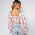 Ruby Sees Pink Floral After School Long Sleeve Crop Top Size US 2 Photo 2