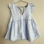 ZARA  trf Collection Cotton Babydoll Flutter Sleeve Top Photo 1