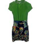 Anthropologie  Tabitha Floral Print Dress Green Short Sleeve Party Cocktail Sz 2P Photo 1