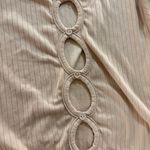 Paper + Tee  Cropped Top Small Beige Tan Cut Outs Short Sleeve Ribbed Casual Photo 1