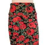 Swool Navy, Pink, Tan & Green Floral Print Knit Stretch Mini Skirt Size Medium Multiple Photo 0