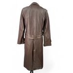 Vintage 70's Leda Spain Women's Leather Trench Coat Jacket Midi Length Brown Photo 2