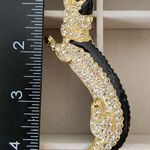 Large Statement Alligator Crocodile Austrian Crystal and Enamel Brooch Pin Gold Photo 7