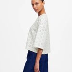 Madewell  White Embroidered Wide-Sleeve Boxy Tee Shirt Top Size Small Photo 1