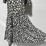 ZARA Daisy Printed Rib Tiered Hem Short Sleeve Dress Black White Size Medium Photo 6