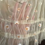 Le lis | Daisy Embroidered Coquette Style Sheer Peasant Style Crop | Size Medium Photo 5