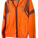 DLJ Sportswear Fluorescent Orange Zip Up Hooded Two Pocket Track Jacket Size L Size L Photo 0