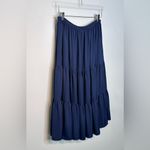 Kobi Halperin Editha Deep Sea Navy Blue High Rise Tiered Midi Skirt Size L Size L Photo 7