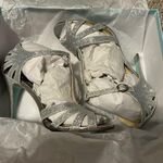 Betsey Johnson Blue by  Strappy Stiletto Heel Silver Glitter Size 8 Photo 11