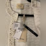 Elie Tahari NWT  Size S Cream Knit Embellished Textured Cardigan Beaded Pearls Photo 10