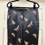 Vintage Black Satin Butterfly Embroidered Beaded Fringe high Waist Pant Size 6 Photo 2