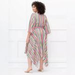 Eloquii Elements Plus Size Dress Striped Kimono Shark Bite Hem Midi Dress Sz 14 Photo 1
