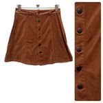Y2K Mossimo Camel Faux Suede Button A Line Mini Skirt Size 2 Small Festival Boho Brown Photo 7
