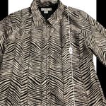 Dress Barn Women's Silk Zebra Print Long Sleeve Black Zip Up Jacket Size 16 Photo 9