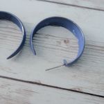 Vintage Stud Earrings Darker Shade of Sky Blue Tone Hoops Photo 5