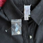 Women’s Black Linen Blend Button Down Shirt Tunic Top S Loose Fit Drawstring Waist Photo 5