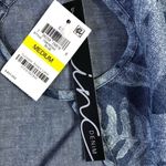 INC International Concepts Denim Tropical Rose Linen Blend Tank Top Blue Size M Photo 6