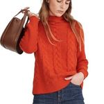 Madewell Merino Wool Blend Cable Knit Sweater Bright Orange Size Small Photo 0