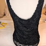 Carmen Marc Valvo  Black Beaded Crochet Sleeveless Top Size L‎ Photo 4